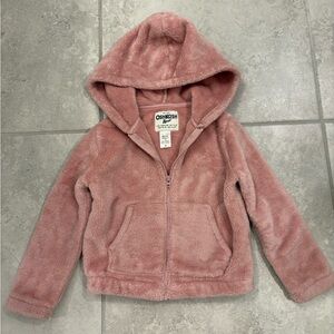 OshKosh B’gosh Pink Plush Zip-Up Hoodie Toddler Girl Size 4